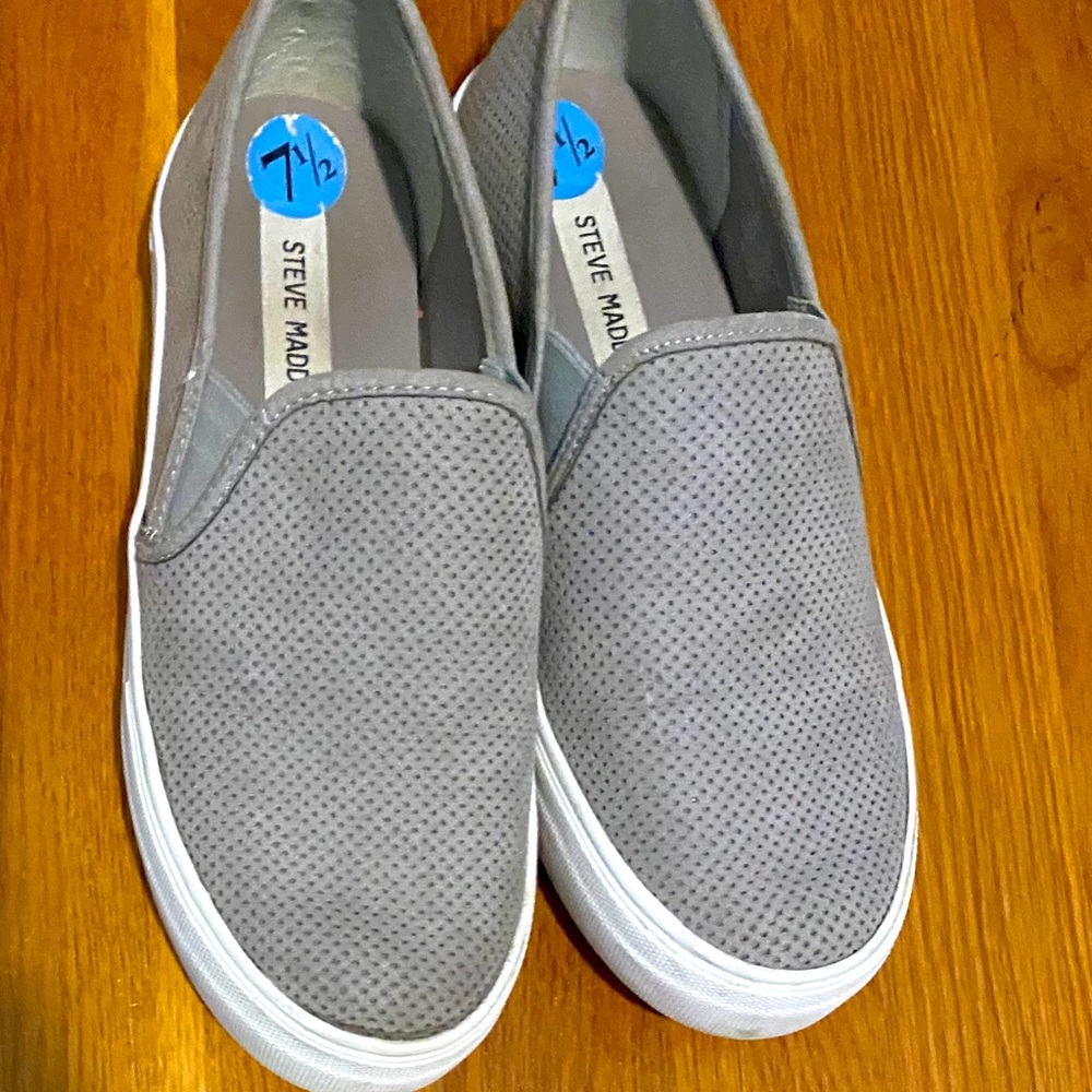 Gray slip on sneakers